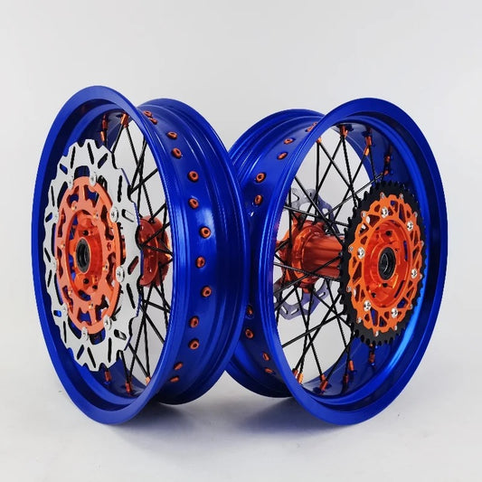 KTM/EXC Supermoto Wheels Blue/Orange